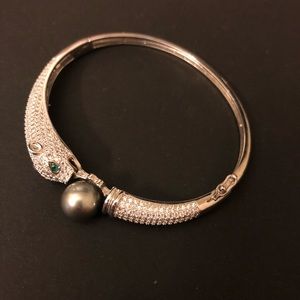 Authentic Tahitian Black Pearl Sterling Bangle